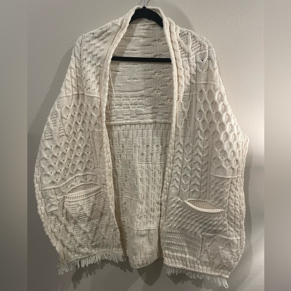 White Wool Shawl Sweater